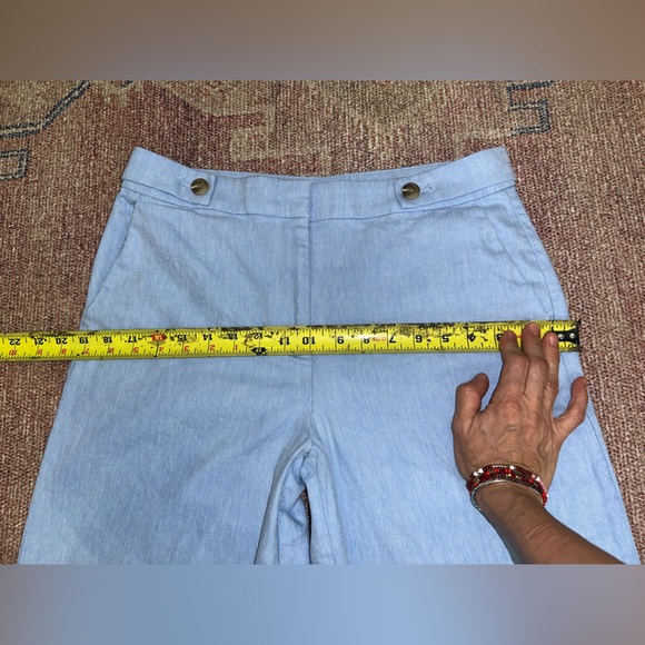 Ann Taylor loft linen cotton blend high waist wide leg cropped palazzo pants med - Picture 6 of 11